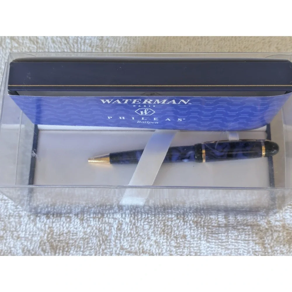 Waterman Phileas Ballpen Blue Gold Marble Ball Pen New in Box Sealed Paris 81007